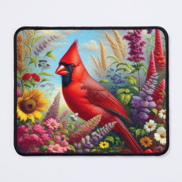 Item preview, Red Cardinal Bird And Wildflowers designed and sold by DrewRomeoCo.
