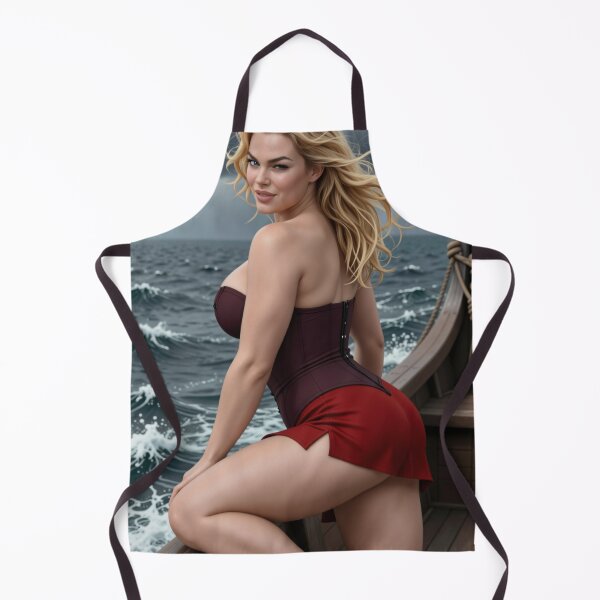 Item preview, Blonde woman in red corset on ship deck designed and sold by CathryneDelamort.