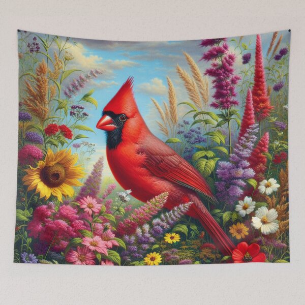 Item preview, Red Cardinal Bird And Wildflowers    designed and sold by DrewRomeoCo.