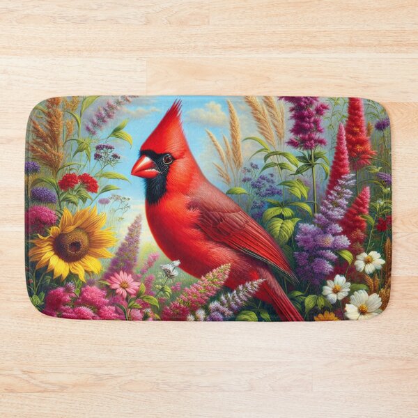 Item preview, Red Cardinal Bird And Wildflowers    designed and sold by DrewRomeoCo.