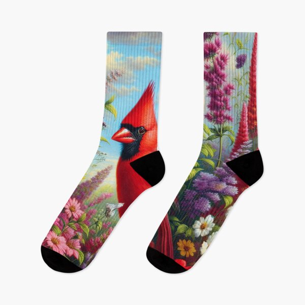 Item preview, Red Cardinal Bird And Wildflowers    designed and sold by DrewRomeoCo.