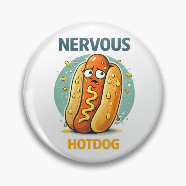Item preview, Nervous Hotdog – Anxious Food Cartoon with Mustard Sweat | Funny Anxiety Shirt designed and sold by Snackwear Apparel.