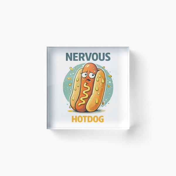 Item preview, Nervous Hotdog – Anxious Food Cartoon with Mustard Sweat | Funny Anxiety Shirt designed and sold by Snackwear Apparel.