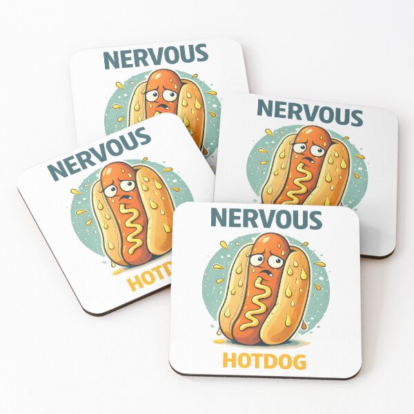 Item preview, Nervous Hotdog – Anxious Food Cartoon with Mustard Sweat | Funny Anxiety Shirt designed and sold by Snackwear Apparel.