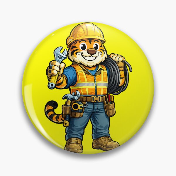 Artikelvorschau, Bauarbeiter-Tiger-Cartoon – Illustration eines Maskottchens für Bauarbeiter entworfen und verkauft von jusmich.