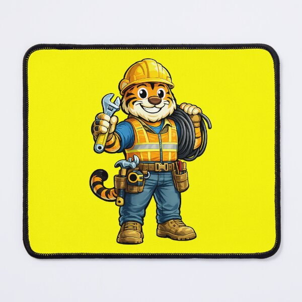 Item preview, Construction Worker Tiger Cartoon – Builder Mascot Illustration designed and sold by jusmich.