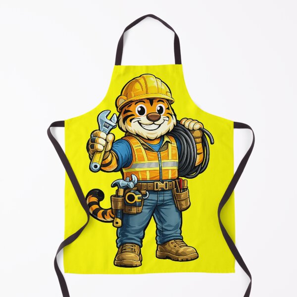 Item preview, Construction Worker Tiger Cartoon – Builder Mascot Illustration designed and sold by jusmich.