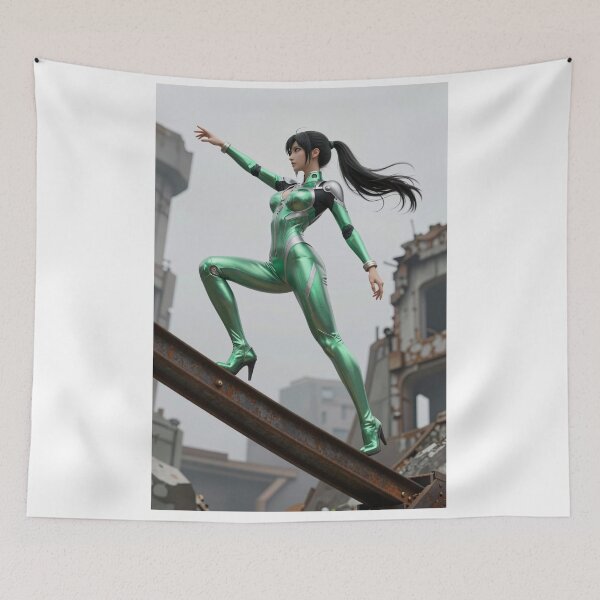 Item preview, Una mujer con traje verde encuentra el equilibrio entre las ruinas designed and sold by CathryneDelamort.