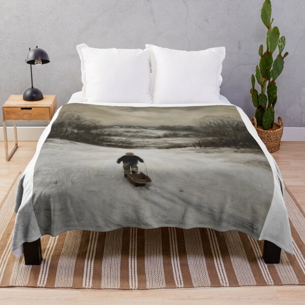 Item preview, Child with sled in Snowy Landscape designed and sold by lautir.