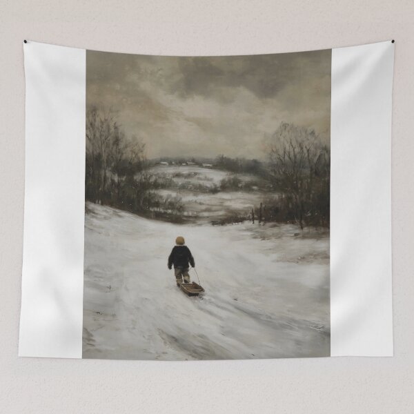 Item preview, Child with sled in Snowy Landscape designed and sold by lautir.