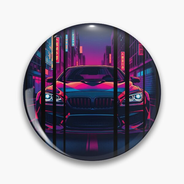 Item preview, B.W M6 sideways cyberpunk neon city, high contrast colors, cinematic lighting, bold vector illustration 10 designed and sold by Neon G.