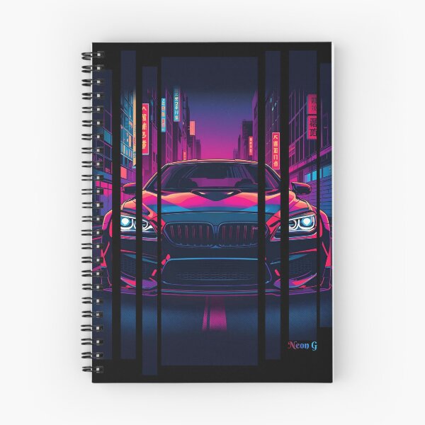 Item preview, B.W M6 sideways cyberpunk neon city, high contrast colors, cinematic lighting, bold vector illustration 10 designed and sold by Neon G.