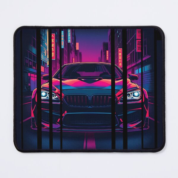 Item preview, B.W M6 sideways cyberpunk neon city, high contrast colors, cinematic lighting, bold vector illustration 10 designed and sold by Neon G.