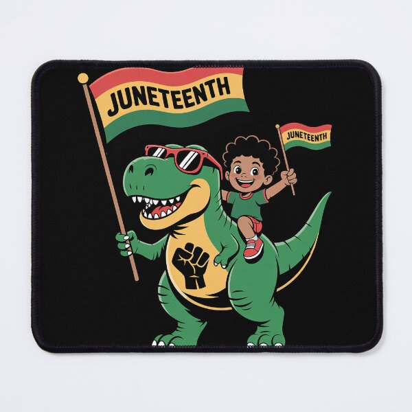 Item preview, Juneteenth Black King Riding T Rex Dino Funny Boys Kids Flag designed and sold by duolastgend.