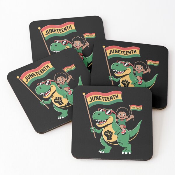 Item preview, Juneteenth Black King Riding T Rex Dino Funny Boys Kids Flag designed and sold by duolastgend.