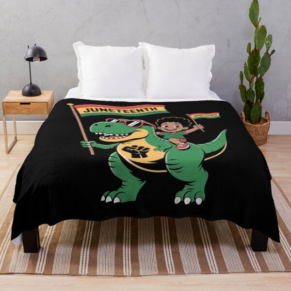 Item preview, Juneteenth Black King Riding T Rex Dino Funny Boys Kids Flag designed and sold by duolastgend.