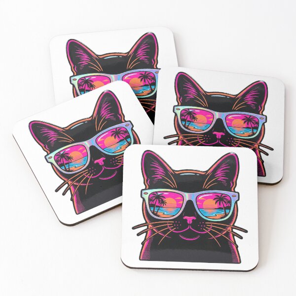 Item preview, Cool Cat Sunglasses Beach Sunset T-Shirt designed and sold by Everyday Epics.