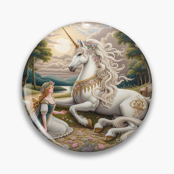 Item preview, Folklore Unicorn, Rug, Princesscore Decor, William Morris Inspired, Cottagecore Aesthetic, Fairycore, Magical Unicorn, Art Medieval designed and sold by DrewRomeoCo.