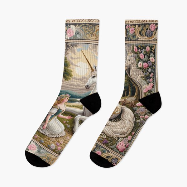 Item preview, Folklore Unicorn, Rug, Princesscore Decor, William Morris Inspired, Cottagecore Aesthetic, Fairycore, Magical Unicorn, Art Medieval designed and sold by DrewRomeoCo.