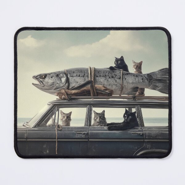 Item preview, Cats stationwagon with fish designed and sold by Brendon987.