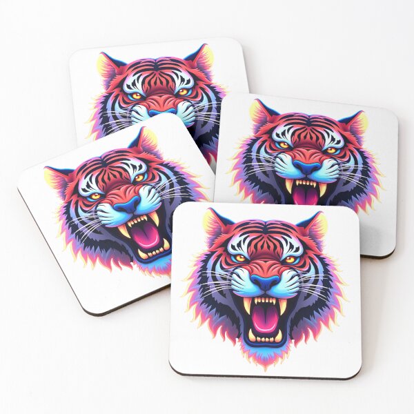 Item preview, Neon Roaring Tiger – Glowing Fierce Tiger Face Art designed and sold by Mr_Butterfly.