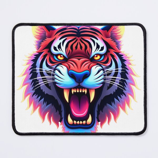 Item preview, Neon Roaring Tiger – Glowing Fierce Tiger Face Art designed and sold by Mr_Butterfly.