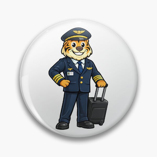 Item preview, Airline Pilot Tiger Cartoon – Professional Aviator Mascot Illustration designed and sold by jusmich.