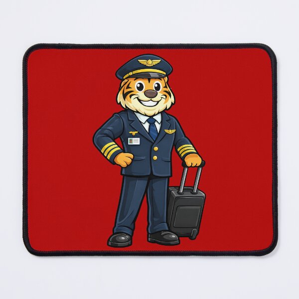 Item preview, Airline Pilot Tiger Cartoon – Professional Aviator Mascot Illustration designed and sold by jusmich.