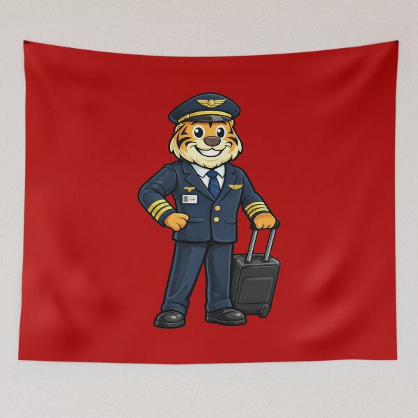 Item preview, Airline Pilot Tiger Cartoon – Professional Aviator Mascot Illustration designed and sold by jusmich.