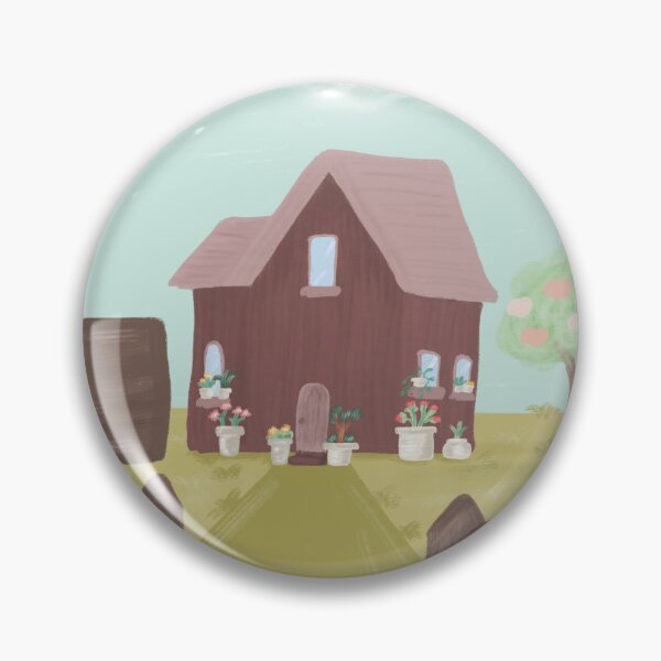 Item preview, Whimsical Wooden Cabin with Trees and Fence designed and sold by oze-arts.