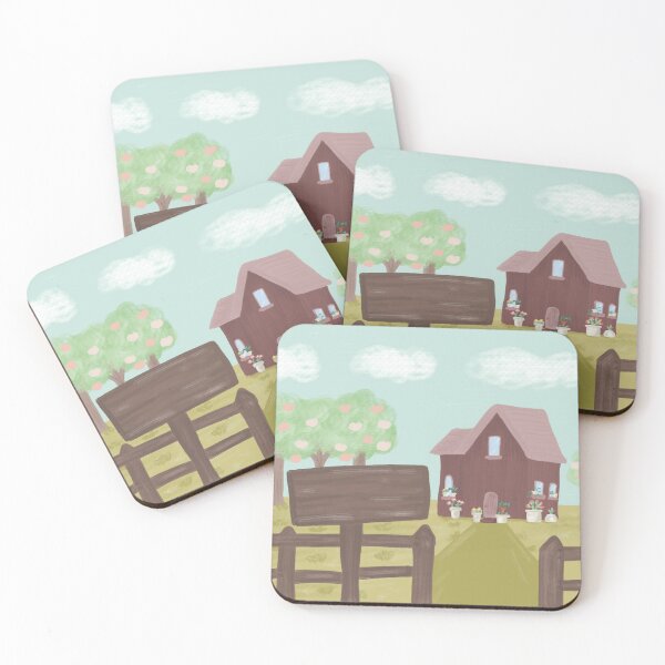Item preview, Whimsical Wooden Cabin with Trees and Fence designed and sold by oze-arts.