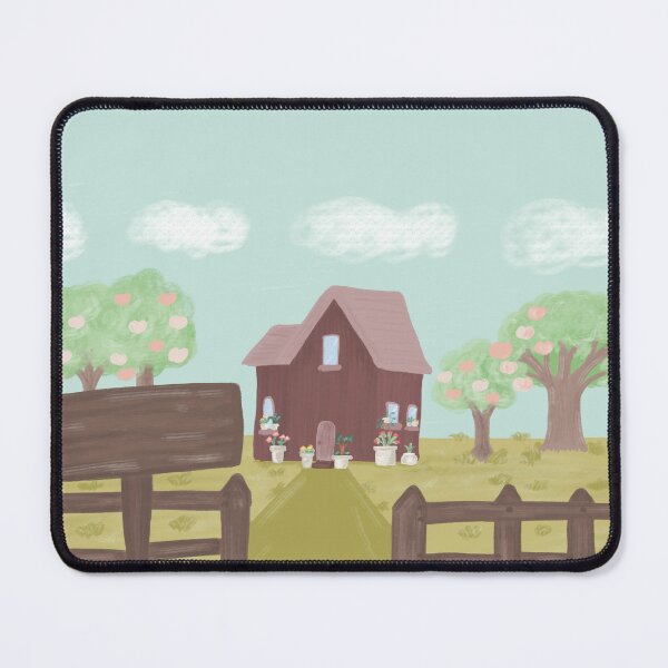 Item preview, Whimsical Wooden Cabin with Trees and Fence designed and sold by oze-arts.