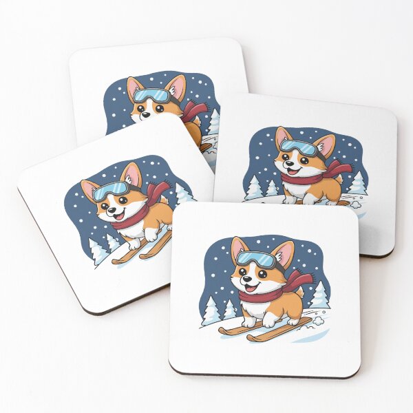 Item preview, Cute Pembroke Welsh Corgi Skiing Puppy | Happy Winter Puppy designed and sold by The Real Life Symphony.