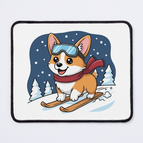 Item preview, Cute Pembroke Welsh Corgi Skiing Puppy | Happy Winter Puppy designed and sold by The Real Life Symphony.