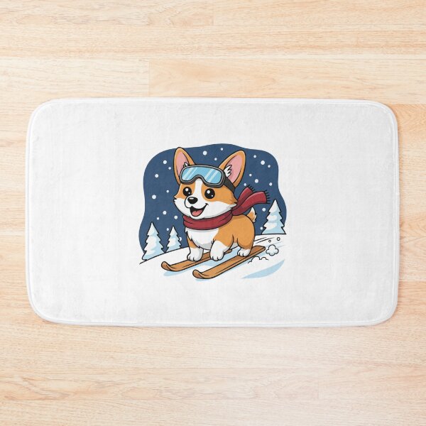 Item preview, Cute Pembroke Welsh Corgi Skiing Puppy | Happy Winter Puppy designed and sold by The Real Life Symphony.