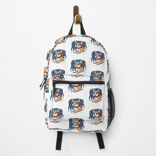Item preview, Cute Pembroke Welsh Corgi Skiing Puppy | Happy Winter Puppy designed and sold by The Real Life Symphony.