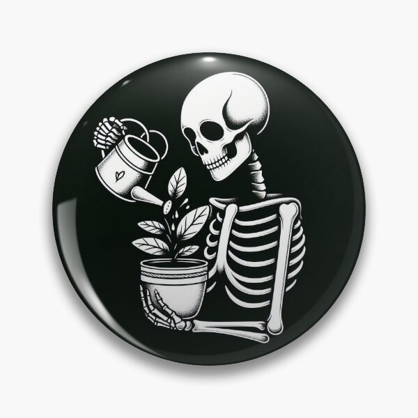 Item preview, Gothic Skeleton Taking Care of Plants – Cozy Dark Illustration designed and sold by Roberta Calabrese.