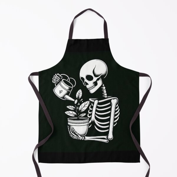 Item preview, Gothic Skeleton Taking Care of Plants – Cozy Dark Illustration designed and sold by Roberta Calabrese.