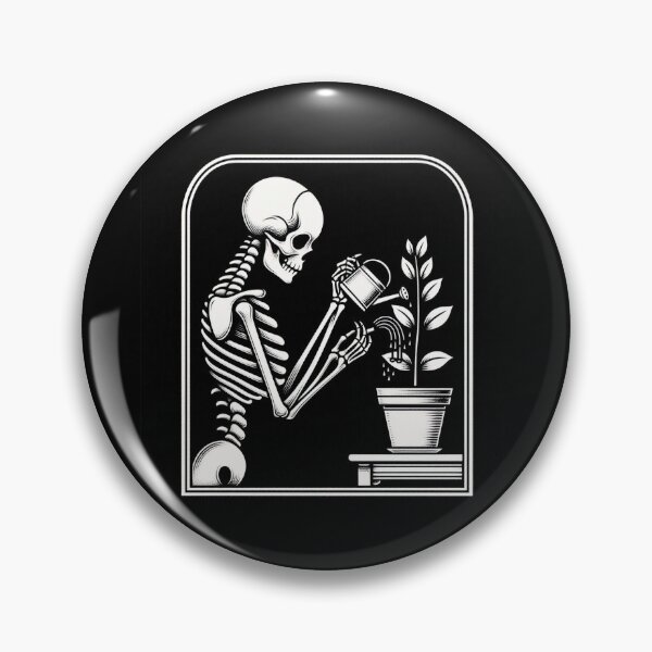 Item preview, Gothic Skeleton Taking Care of Plants – Cozy Dark Illustration designed and sold by Roberta Calabrese.