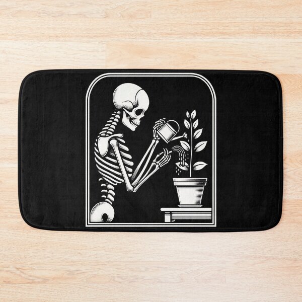 Item preview, Gothic Skeleton Taking Care of Plants – Cozy Dark Illustration designed and sold by Roberta Calabrese.