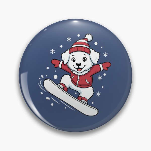 Item preview, Cute Great Pyrenees Snowboarding Puppy | Happy Winter Puppy designed and sold by The Real Life Symphony.