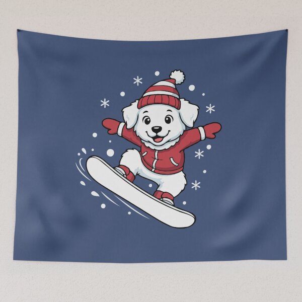 Item preview, Cute Great Pyrenees Snowboarding Puppy | Happy Winter Puppy designed and sold by The Real Life Symphony.
