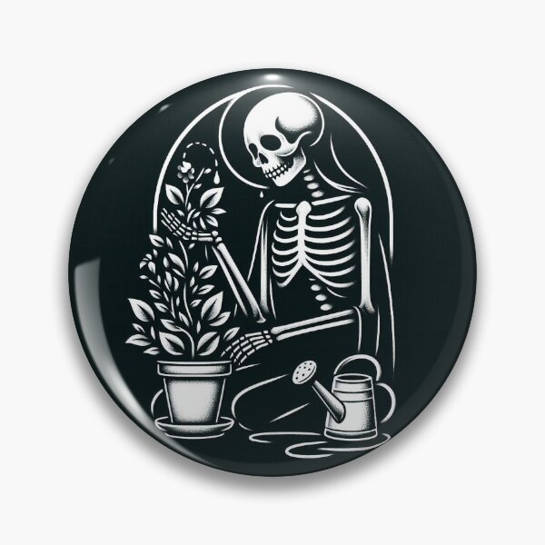Item preview, Gothic Skeleton Taking Care of Plants – Cozy Dark Illustration designed and sold by Roberta Calabrese.