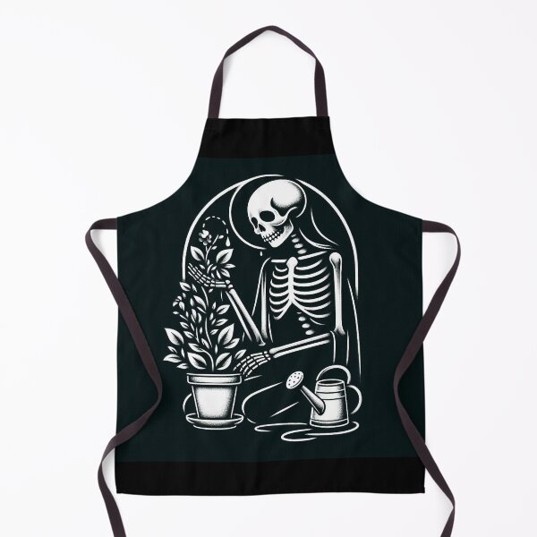 Item preview, Gothic Skeleton Taking Care of Plants – Cozy Dark Illustration designed and sold by Roberta Calabrese.