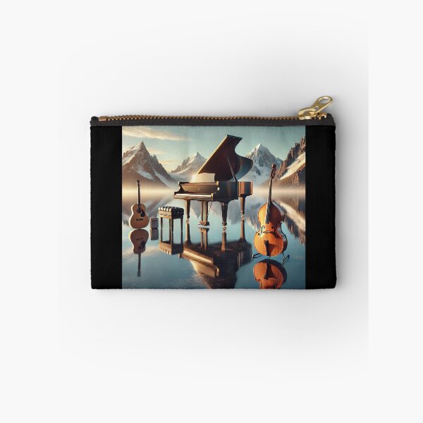 Item preview, Piano Trio at Mirror Lake – Musical Instruments in Alpine Reflection designed and sold by MySheetMusicArt.