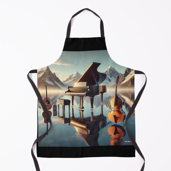 Item preview, Piano Trio at Mirror Lake – Musical Instruments in Alpine Reflection designed and sold by MySheetMusicArt.
