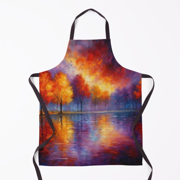 Item preview, Autumn Blaze Reflections - Vibrant Forest Sunset Landscape Painting designed and sold by Joey Santiago.