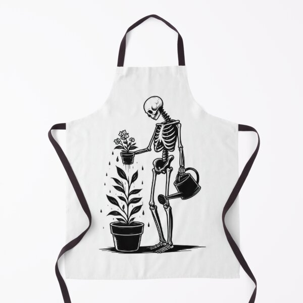 Item preview, Gothic Skeleton Taking Care of Plants – Cozy Dark Illustration designed and sold by Roberta Calabrese.