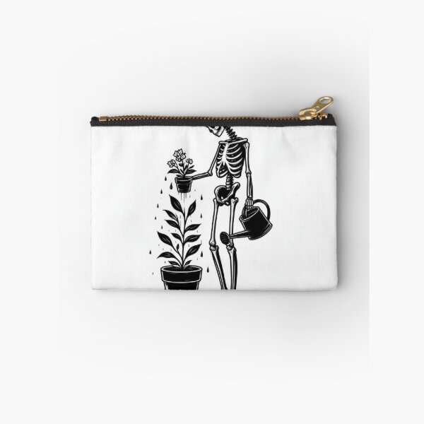 Item preview, Gothic Skeleton Taking Care of Plants – Cozy Dark Illustration designed and sold by Roberta Calabrese.