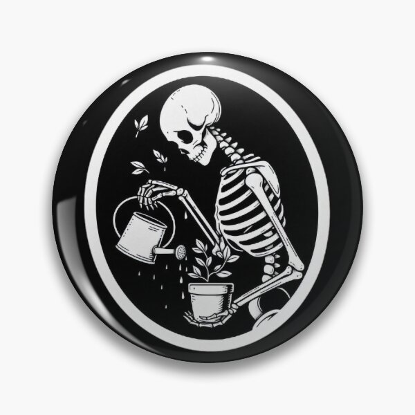 Item preview, Gothic Skeleton Taking Care of Plants – Cozy Dark Illustration designed and sold by Roberta Calabrese.